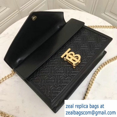 Burberry Small Quilted Monogram TB Envelope Clutch Bag Black 2019