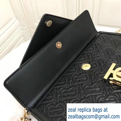 Burberry Small Quilted Monogram TB Envelope Clutch Bag Black 2019 - Click Image to Close