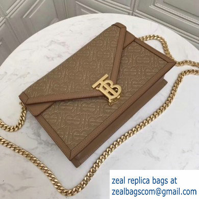 Burberry Small Quilted Monogram TB Envelope Clutch Bag Camel 2019