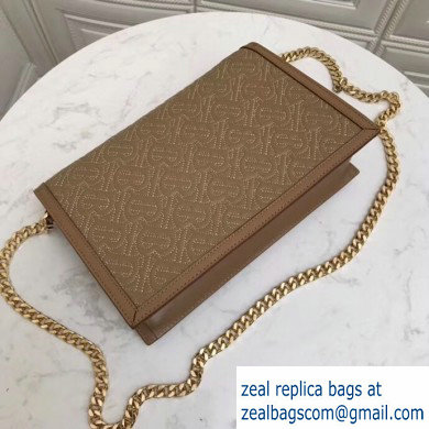 Burberry Small Quilted Monogram TB Envelope Clutch Bag Camel 2019 - Click Image to Close