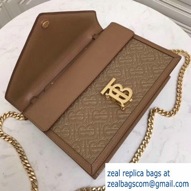 Burberry Small Quilted Monogram TB Envelope Clutch Bag Camel 2019 - Click Image to Close