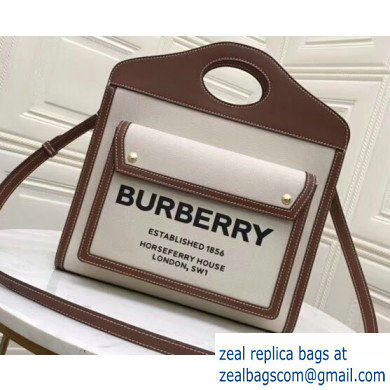 Burberry Small Two-tone Canvas and Leather Pocket Bag Horseferry Print 2019 - Click Image to Close
