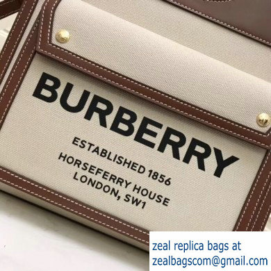 Burberry Small Two-tone Canvas and Leather Pocket Bag Horseferry Print 2019 - Click Image to Close
