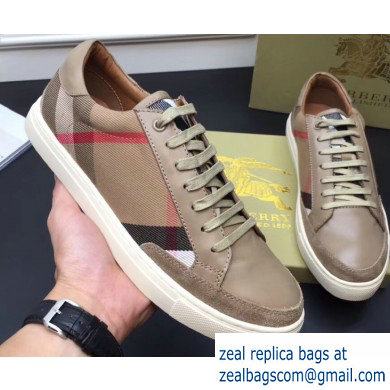 Burberry Vintage Check and Suede Men's Sneakers Beige 01 2019 - Click Image to Close