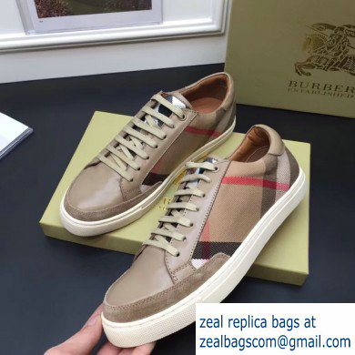 Burberry Vintage Check and Suede Men's Sneakers Beige 01 2019 - Click Image to Close