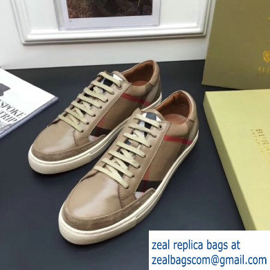 Burberry Vintage Check and Suede Men's Sneakers Beige 01 2019 - Click Image to Close