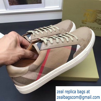 Burberry Vintage Check and Suede Men's Sneakers Beige 01 2019 - Click Image to Close