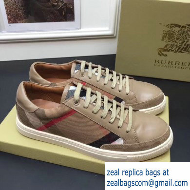 Burberry Vintage Check and Suede Men's Sneakers Beige 01 2019 - Click Image to Close