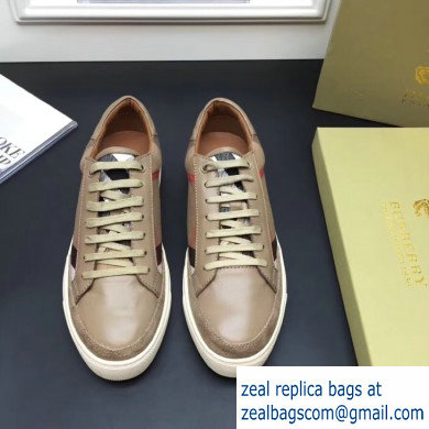 Burberry Vintage Check and Suede Men's Sneakers Beige 01 2019 - Click Image to Close