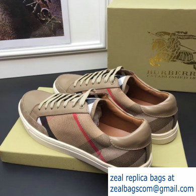 Burberry Vintage Check and Suede Men's Sneakers Beige 01 2019 - Click Image to Close