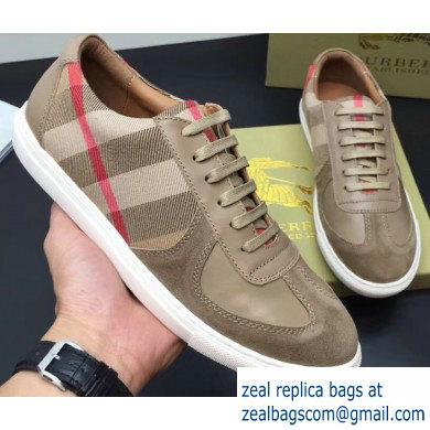 Burberry Vintage Check and Suede Men's Sneakers Beige 02 2019 - Click Image to Close