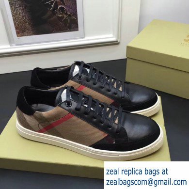 Burberry Vintage Check and Suede Men's Sneakers Black 01 2019 - Click Image to Close