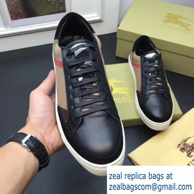 Burberry Vintage Check and Suede Men's Sneakers Black 01 2019 - Click Image to Close