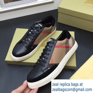 Burberry Vintage Check and Suede Men's Sneakers Black 01 2019 - Click Image to Close