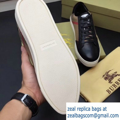 Burberry Vintage Check and Suede Men's Sneakers Black 01 2019 - Click Image to Close