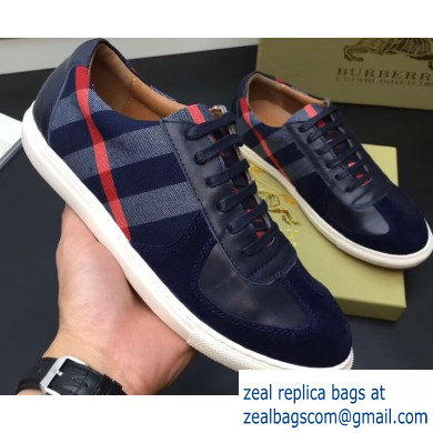 Burberry Vintage Check and Suede Men's Sneakers Dark Blue 02 2019