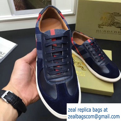 Burberry Vintage Check and Suede Men's Sneakers Dark Blue 02 2019 - Click Image to Close