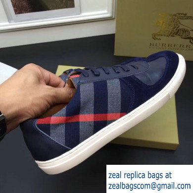 Burberry Vintage Check and Suede Men's Sneakers Dark Blue 02 2019 - Click Image to Close