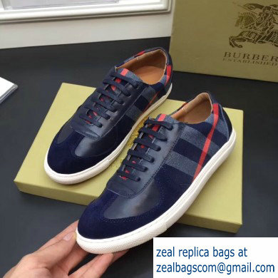 Burberry Vintage Check and Suede Men's Sneakers Dark Blue 02 2019