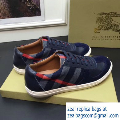 Burberry Vintage Check and Suede Men's Sneakers Dark Blue 02 2019 - Click Image to Close