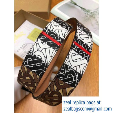 Burberry Width 3.5cm Monogram Stripe E-canvas and Leather Belt BUR27