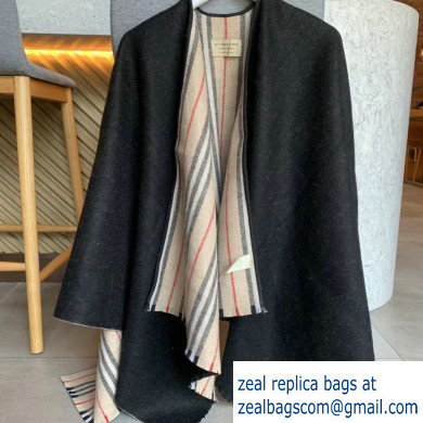 Burberry Wool and Cashmere Blanket Poncho Check/Black 2019 - Click Image to Close