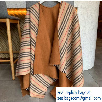 Burberry Wool and Cashmere Blanket Poncho Check/Caramel 2019 - Click Image to Close