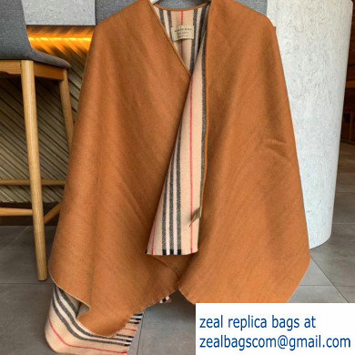 Burberry Wool and Cashmere Blanket Poncho Check/Caramel 2019 - Click Image to Close