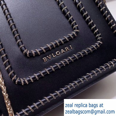 Bvlgari Serpenti Forever 18cm Woven Chain Crossbody Bag Black 2019