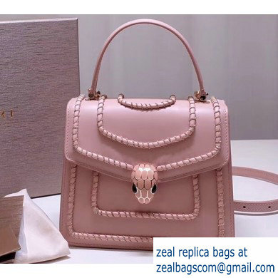 Bvlgari Serpenti Forever 18cm Woven Chain Crossbody Bag Pink 2019 - Click Image to Close