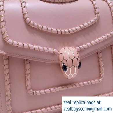 Bvlgari Serpenti Forever 18cm Woven Chain Crossbody Bag Pink 2019