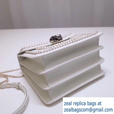 Bvlgari Serpenti Forever 18cm Woven Chain Crossbody Bag White 2019