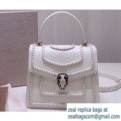 Bvlgari Serpenti Forever 18cm Woven Chain Crossbody Bag White 2019 - Click Image to Close