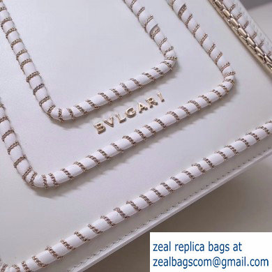 Bvlgari Serpenti Forever 18cm Woven Chain Crossbody Bag White 2019