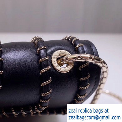 Bvlgari Serpenti Forever 20cm Woven Chain Crossbody Bag Black 2019