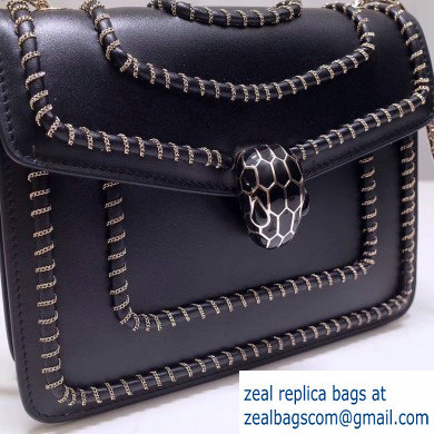 Bvlgari Serpenti Forever 20cm Woven Chain Crossbody Bag Black 2019 - Click Image to Close