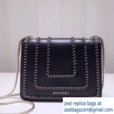 Bvlgari Serpenti Forever 20cm Woven Chain Crossbody Bag Black 2019