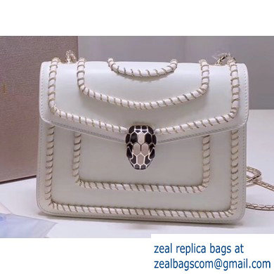 Bvlgari Serpenti Forever 20cm Woven Chain Crossbody Bag White 2019 - Click Image to Close