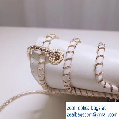 Bvlgari Serpenti Forever 20cm Woven Chain Crossbody Bag White 2019