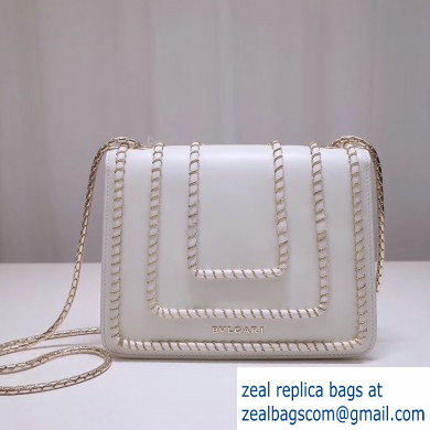 Bvlgari Serpenti Forever 20cm Woven Chain Crossbody Bag White 2019