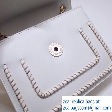 Bvlgari Serpenti Forever 20cm Woven Chain Crossbody Bag White 2019