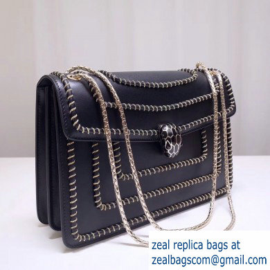 Bvlgari Serpenti Forever 28cm Woven Chain Shoulder Bag Black 2019 - Click Image to Close