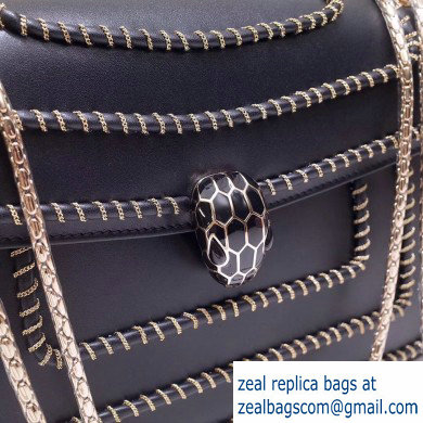 Bvlgari Serpenti Forever 28cm Woven Chain Shoulder Bag Black 2019 - Click Image to Close