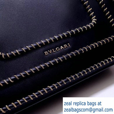 Bvlgari Serpenti Forever 28cm Woven Chain Shoulder Bag Black 2019