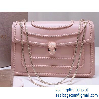 Bvlgari Serpenti Forever 28cm Woven Chain Shoulder Bag Pink 2019