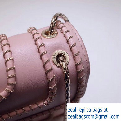 Bvlgari Serpenti Forever 28cm Woven Chain Shoulder Bag Pink 2019