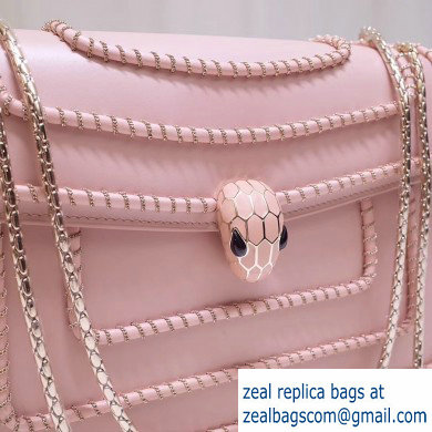 Bvlgari Serpenti Forever 28cm Woven Chain Shoulder Bag Pink 2019 - Click Image to Close