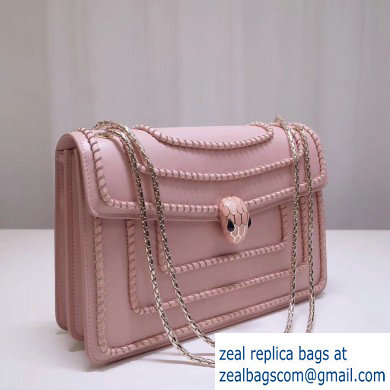 Bvlgari Serpenti Forever 28cm Woven Chain Shoulder Bag Pink 2019