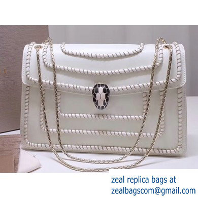 Bvlgari Serpenti Forever 28cm Woven Chain Shoulder Bag White 2019 - Click Image to Close