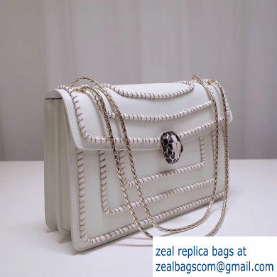 Bvlgari Serpenti Forever 28cm Woven Chain Shoulder Bag White 2019 - Click Image to Close